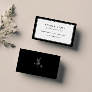 Elegant Leaf Monogram Wedding Website RSVP  Enclosure Card
