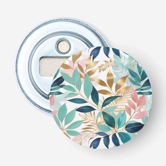 Elegant Leaf Patterned Botanical Chic Bottle Opener (Front)