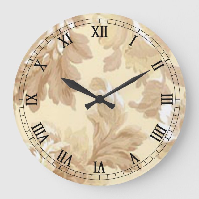 Elegant Leaf Round Roman Numerals Clock (Front)