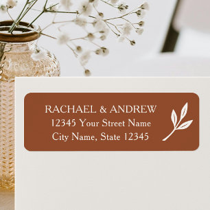 Elegant Leaf Terracotta Wedding Return Address