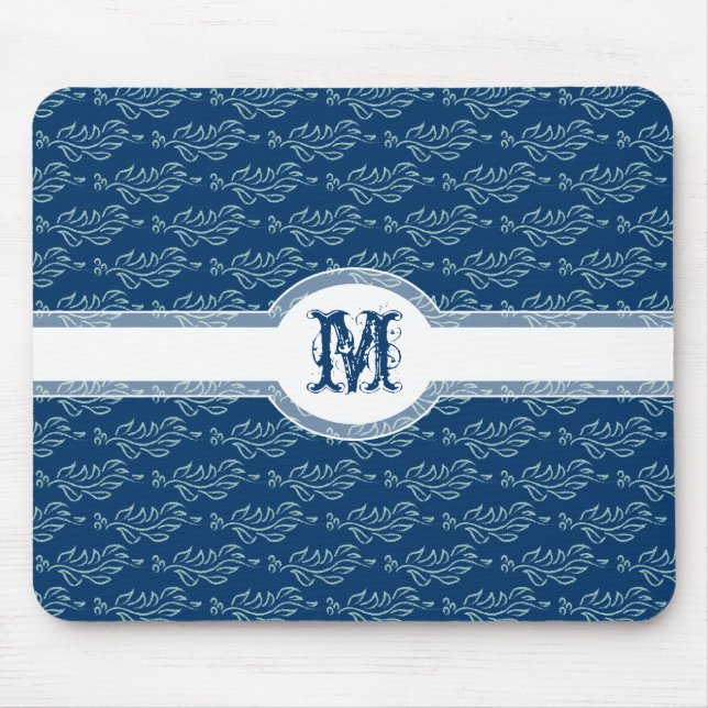 Elegant Leafy Art Nouveau Arts and Crafts Pattern Mouse Mat (Front)