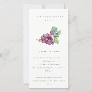Elegant Leafy Grapes Any Year Anniversary Invite