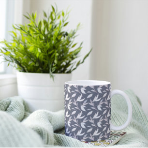Elegant Leafy Gray Modern Botanical Coffee Mug