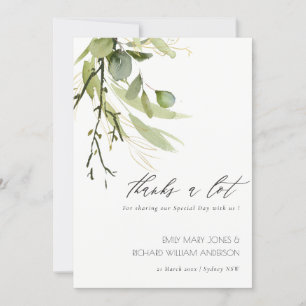 ELEGANT LEAFY GREEN FOLIAGE WATERCOLOR WEDDING THANK YOU CARD