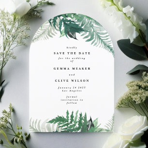 Elegant Leafy Greenery Arch Save The Date Invitation