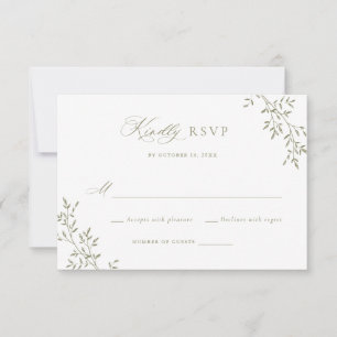 Elegant Leafy Sage Laurel Botanical Wedding RSVP Invitation