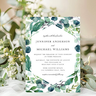 Elegant Leafy Watercolor Botanical Wedding Invitation