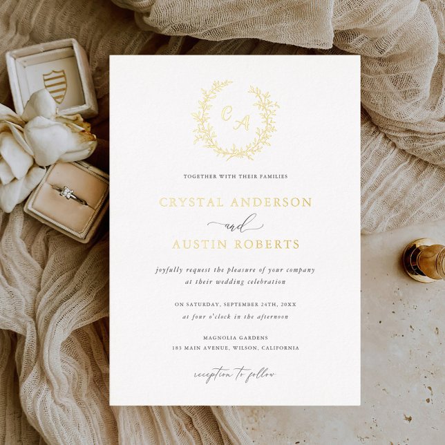 Elegant Leafy Wreath Monogram Foliage Wedding (Creator Uploaded)