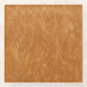 Elegant Leather Background Texture Glass Coaster