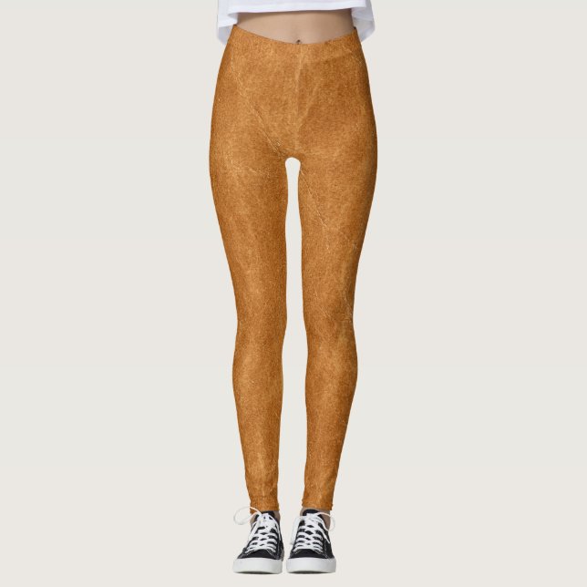 Elegant Leather Background Texture Leggings (Front)