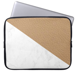 Elegant Leather Faux Marble masculine blush leathe Laptop Sleeve