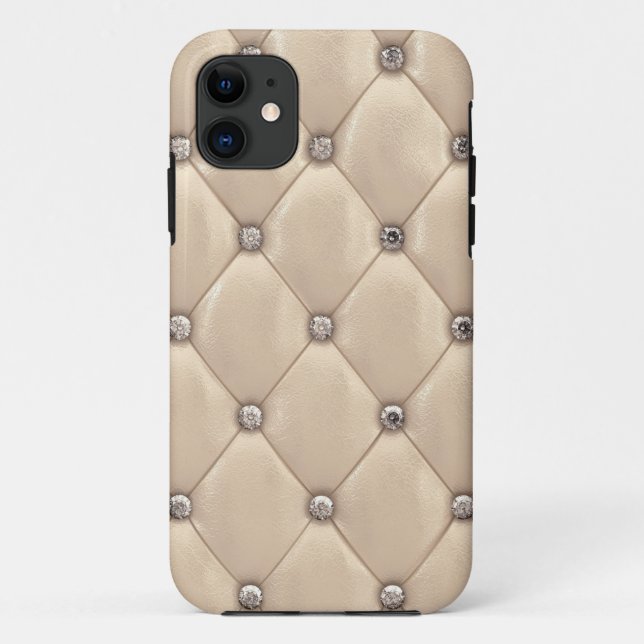 Elegant Leather Look Chic Tufted Stylish Champagne Case-Mate iPhone Case (Back)