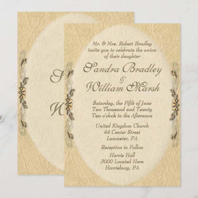 Elegant Leather Look Wedding Invitation (Front/Back)