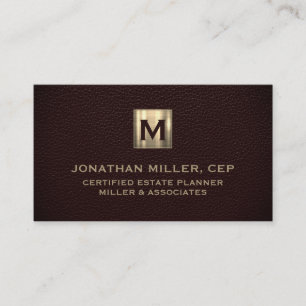 Elegant Leather Luxury Gold Initial Logo Business Card