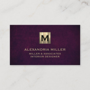Elegant Leather Luxury Gold Monogram Business Card