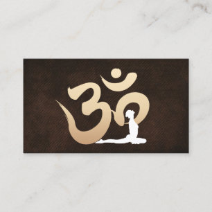 Elegant Leather Om Symbol Yoga & Meditation Business Card