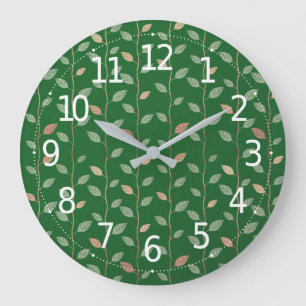 Elegant Leaves and Vines Pattern Paper Texture Large Clock