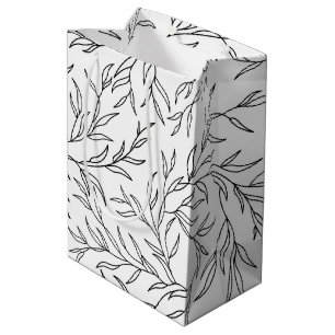 Elegant Leaves black and white Medium Gift Bag