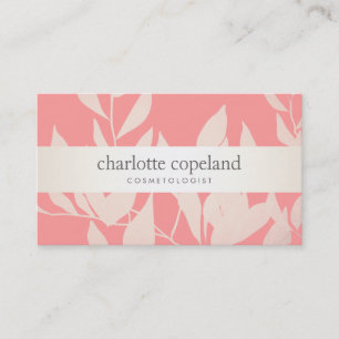 Elegant Leaves Cosmetology Beauty Salon Blush Pink Business Card