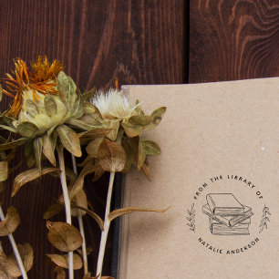 Elegant Leaves Custom From The Library Of  Rubber Stamp