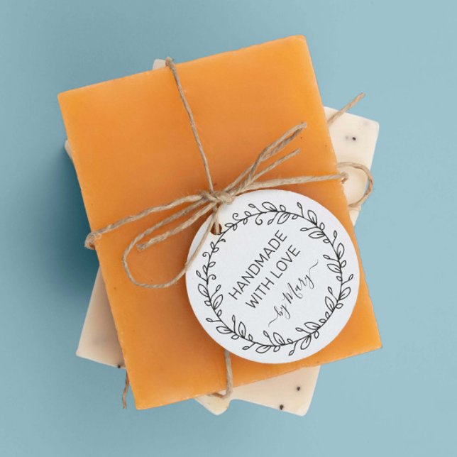 Elegant Leaves Custom Name Handmade With Love Rubber Stamp (Creator Uploaded)