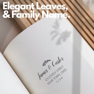 Elegant Leaves Family Name Return Adress Self-inking Stamp