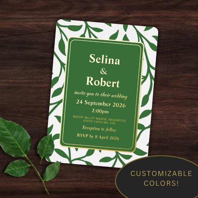 Elegant Leaves Foil Invitation (Creator Uploaded)