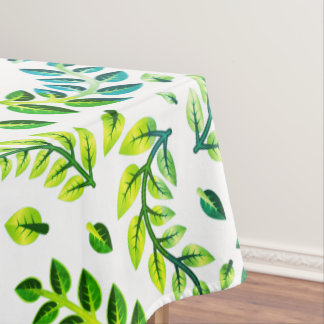 Elegant Leaves Green Lemon Turquoise Tablecloth