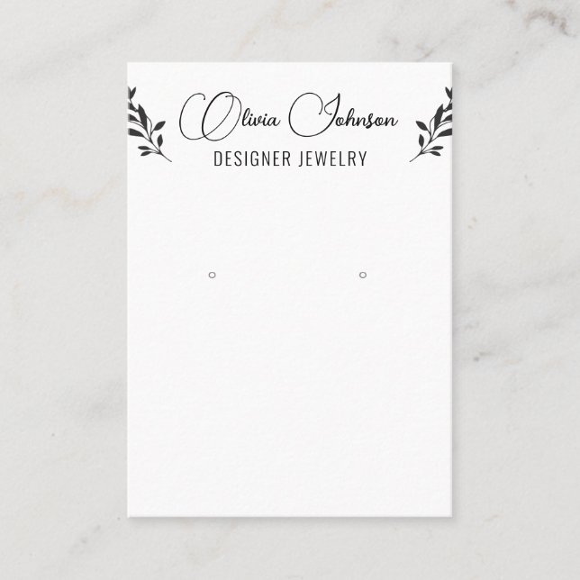 Elegant Leaves Jewellery Earring Display  Business Card (Front)