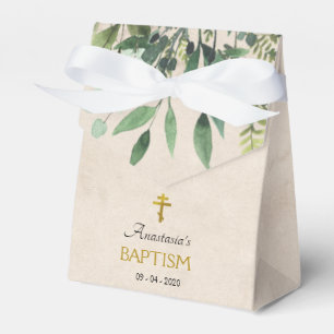 Elegant Leaves Orthodox Christian Baptism Favour Box