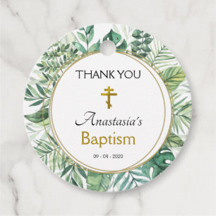 Elegant Leaves Orthodox Christian Baptism Favour Tags