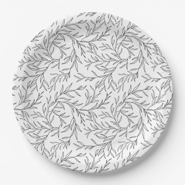 Elegant Leaves Paper Plate (Front)