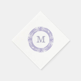 Elegant Leaves Pattern Lavender Monogram Napkin