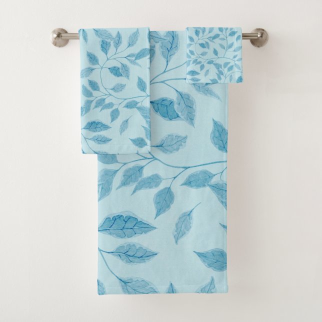 Elegant Leaves Pattern Paper Texture Background | Bath Towel Set (Insitu)