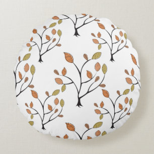 Elegant Leaves Round Cushion