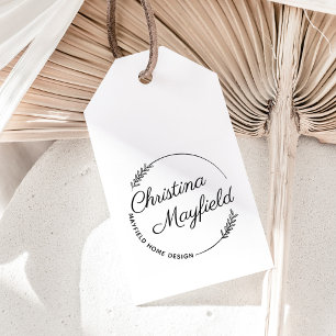 Elegant Leaves Round Personalised Name Business Self-inking Stamp