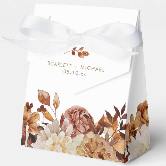 Elegant Leaves Wedding Favour Box (Elegant Watercolor Autumn Leaves Wedding Favor Boxes by Painted Paperie
)