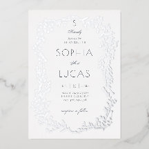 Elegant Leaves Wedding Foil Invitation