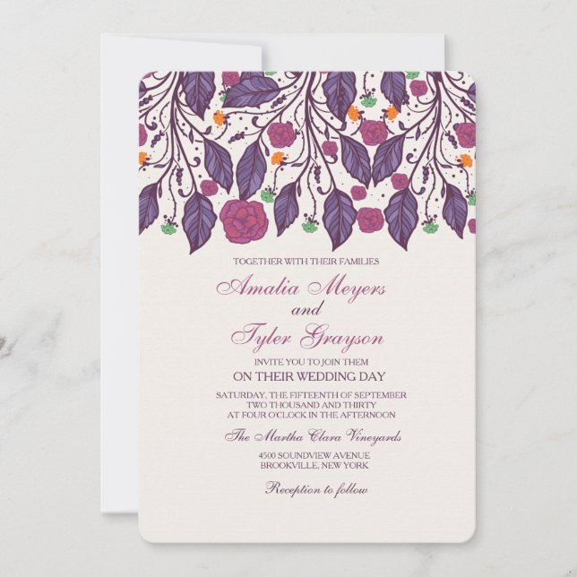 Elegant Leaves Wedding Invitations (Front)