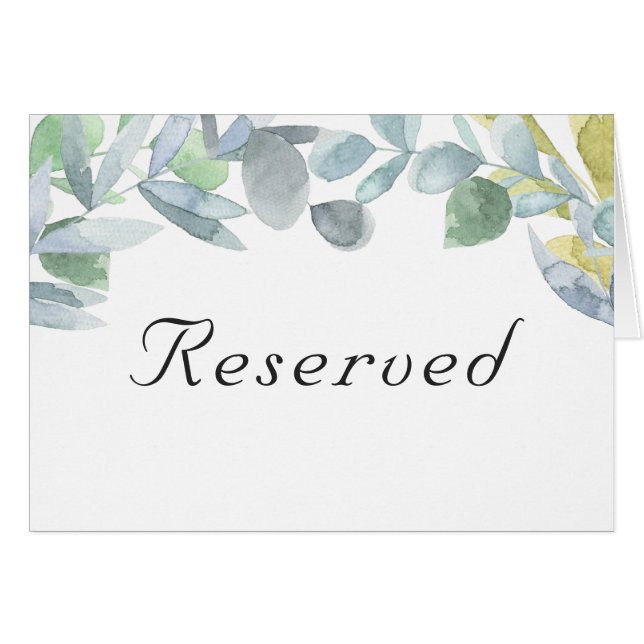 Elegant leaves. Wedding Reserved Table Place Card (Front Horizontal)