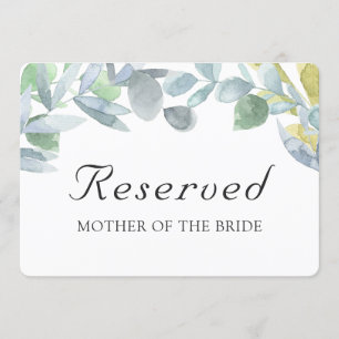 Elegant leaves. Wedding Reserved Table Place Card