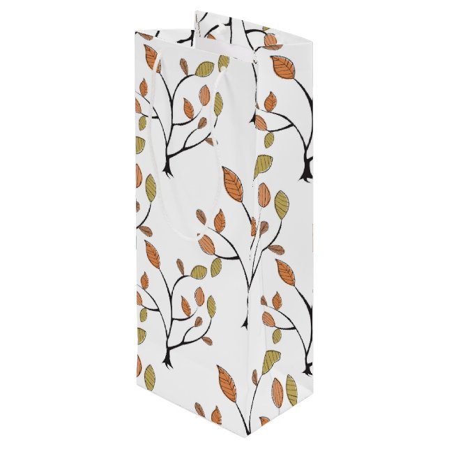 Elegant Leaves Wine Gift Bag (Back Angled)