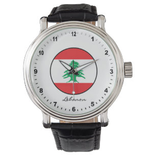Elegant Lebanon Watch & Lebanese Flag 