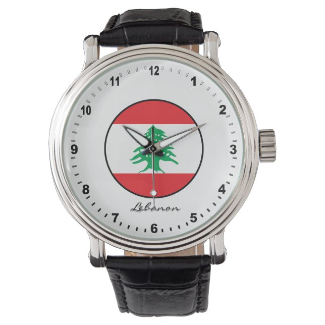 Elegant Lebanon Watch & Lebanese Flag  (Front)