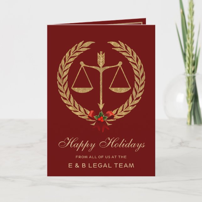 Elegant Legal Industry Holiday Christmas Cards (Front)