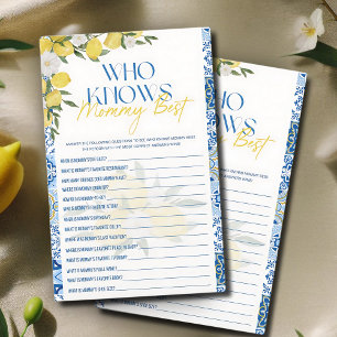 Elegant Lemon Baby Shower Who knows Mommy Best gam
