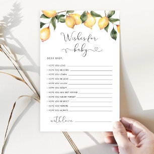 Elegant lemon baby shower wishes for baby card