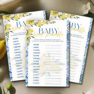 Elegant Lemon Baby Shower Word Scramble Game