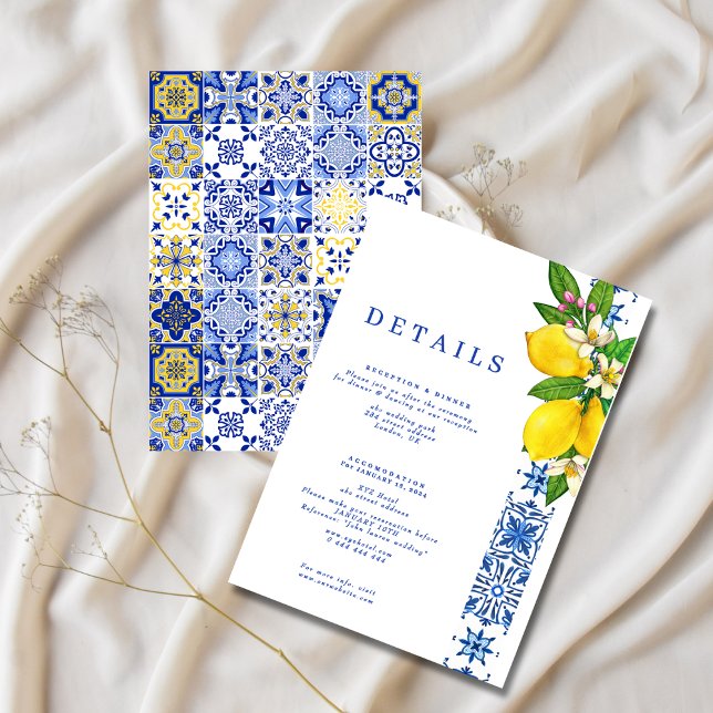 Elegant Lemon & Blue Mediterranean Enclosure Card (Creator Uploaded)