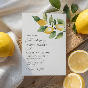 Elegant Lemon Botanical Mediterranean  Wedding Invitation